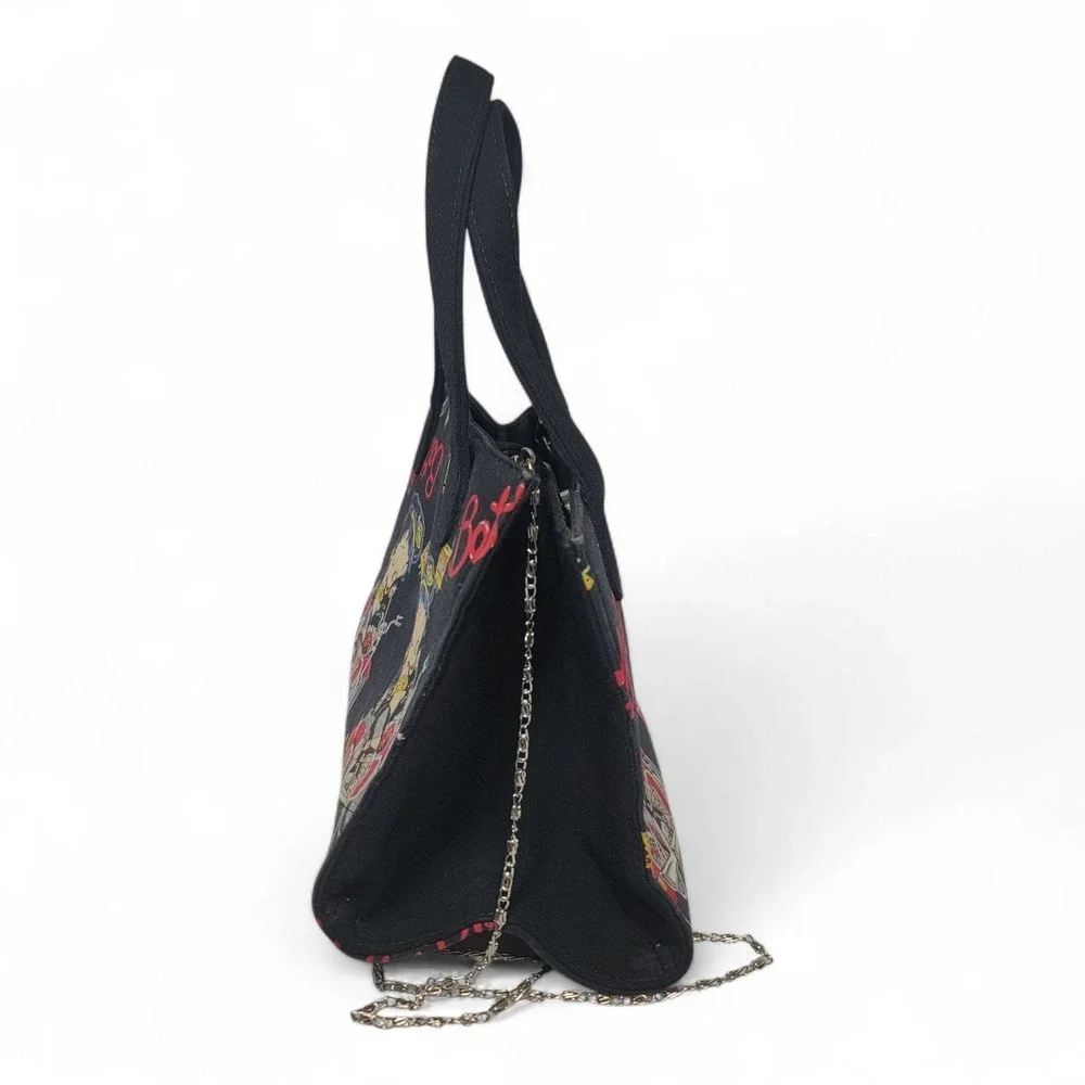 Vintage Betty‎ Boop Motorcycle Black Tote Bag Chain Strap